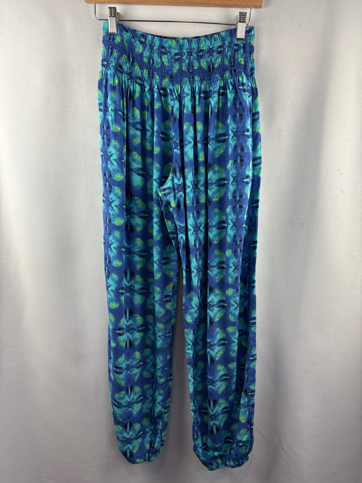 Women’s Lotus &amp; Luna Small Blue &amp; Green Patterned Harem Pants