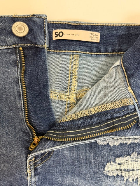 SO Shortie Jean Shorts Sz17/33W(High Rise, Rolled Cuff)