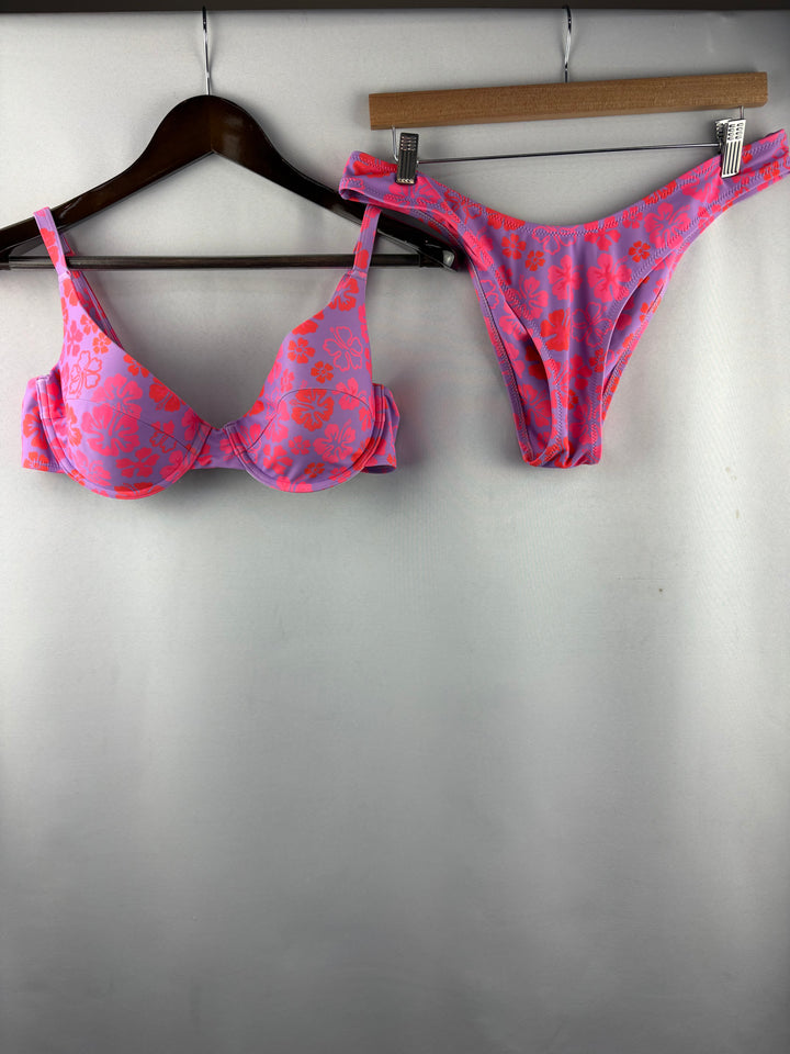Women’s KuLani Kinis XL Purple & Pink Floral Bikini w/ Coverup