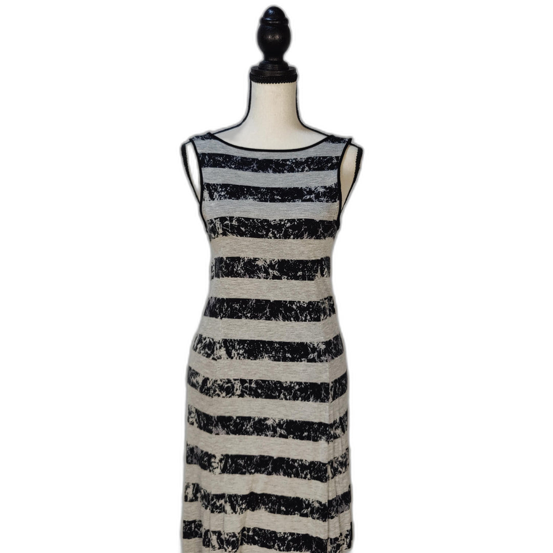 Kensie Pieces Black & Gray Striped Sleeveless Maxi Dress - Size M