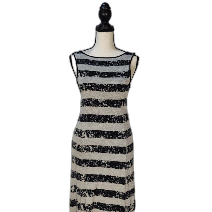 Kensie Pieces Black & Gray Striped Sleeveless Maxi Dress - Size M