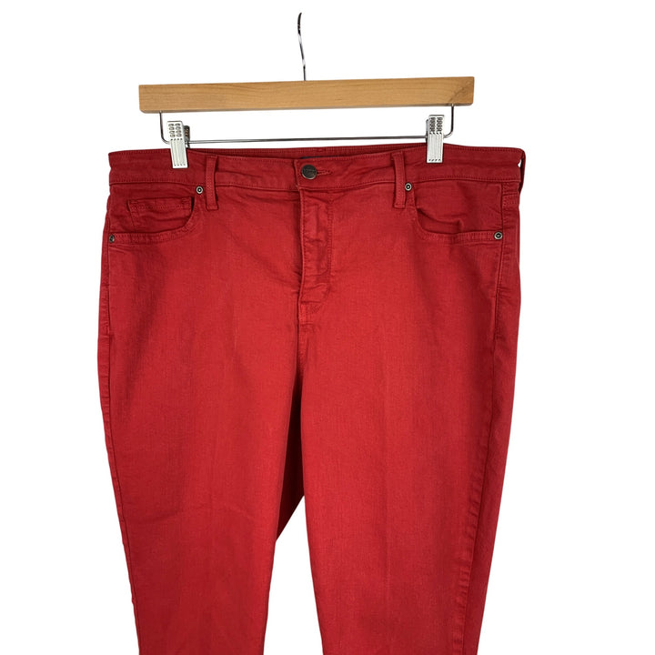 NYDJ For Chicos Womens Red Skinny Jeans Size 14 Lift Tuck Cotton Blend