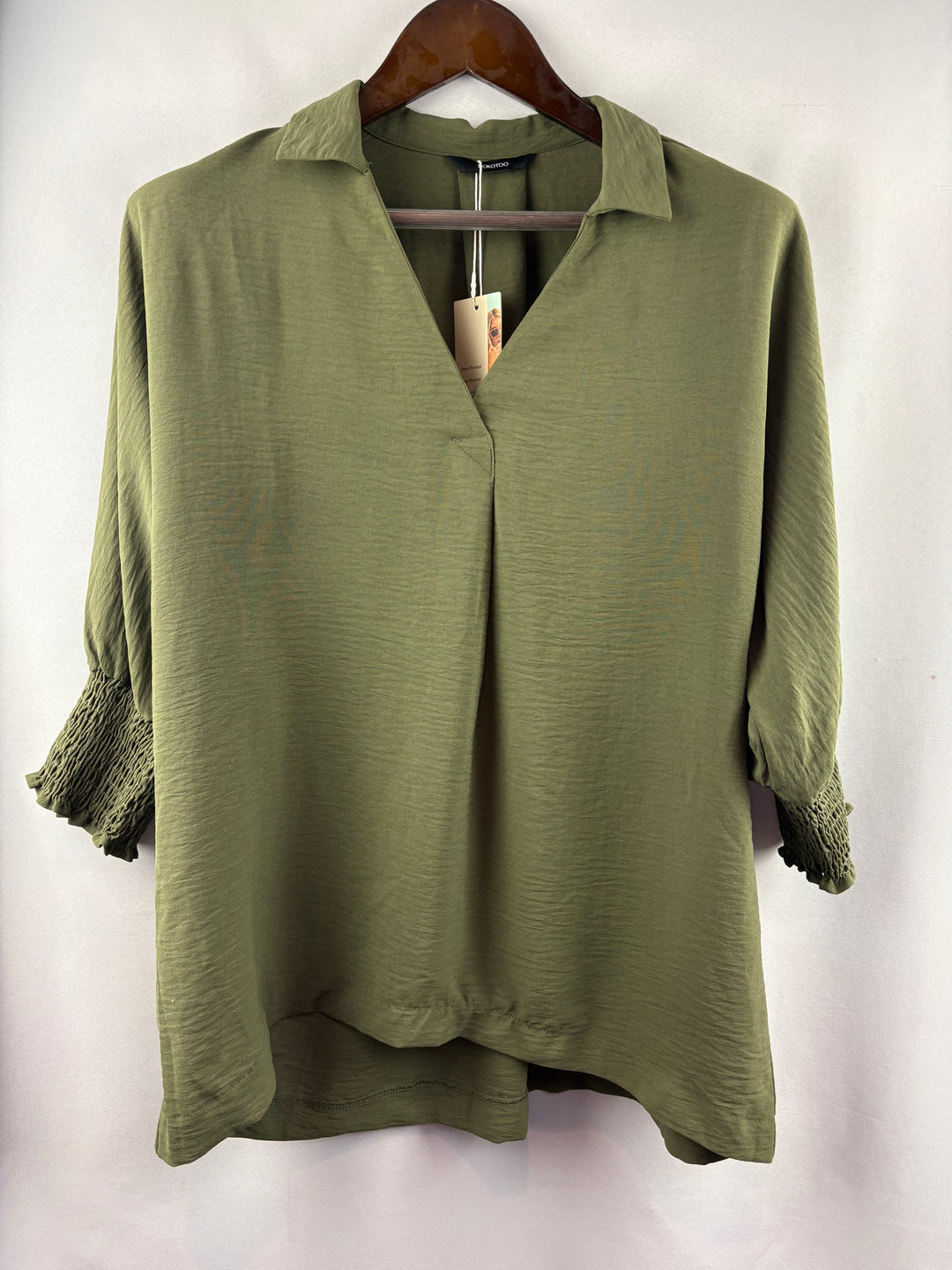 Women’s Dokotoo Medium Olive Green 3/4 Sleeve Blouse