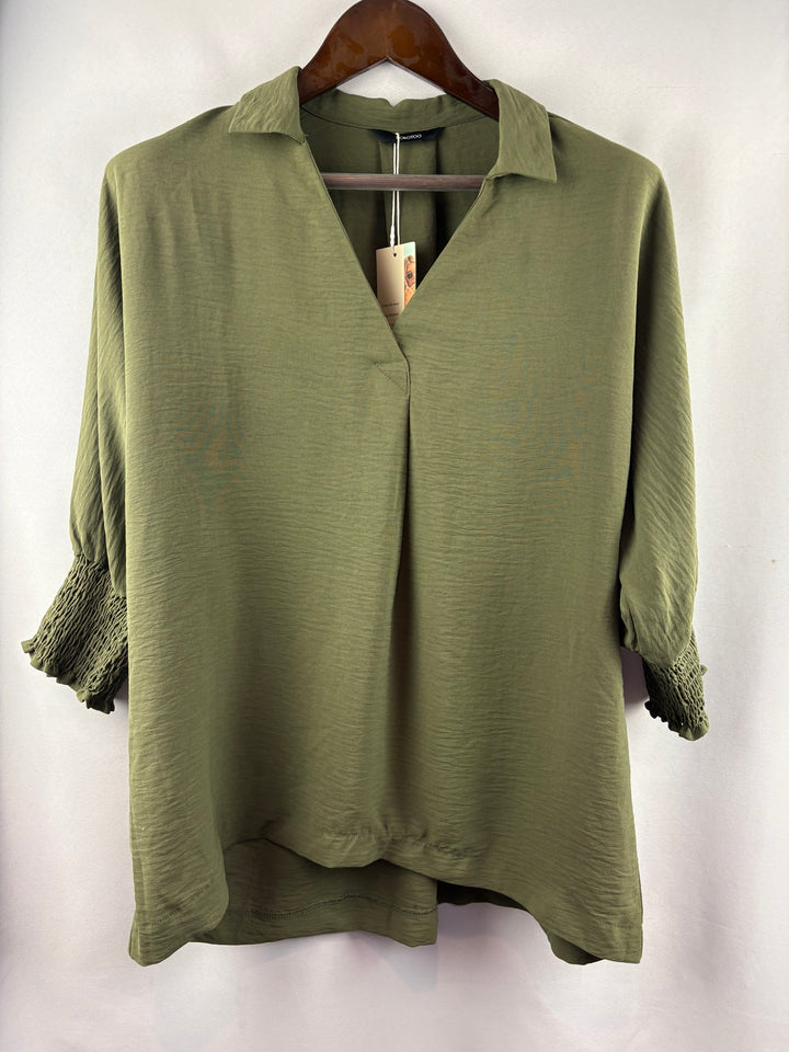 Women’s Dokotoo Medium Olive Green 3/4 Sleeve Blouse