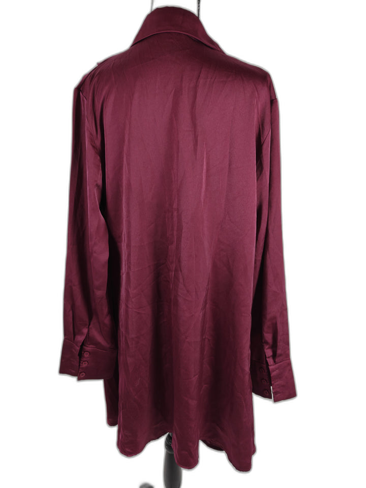 Women Lyaner Cowl Neck Blouse Burgundy Size M