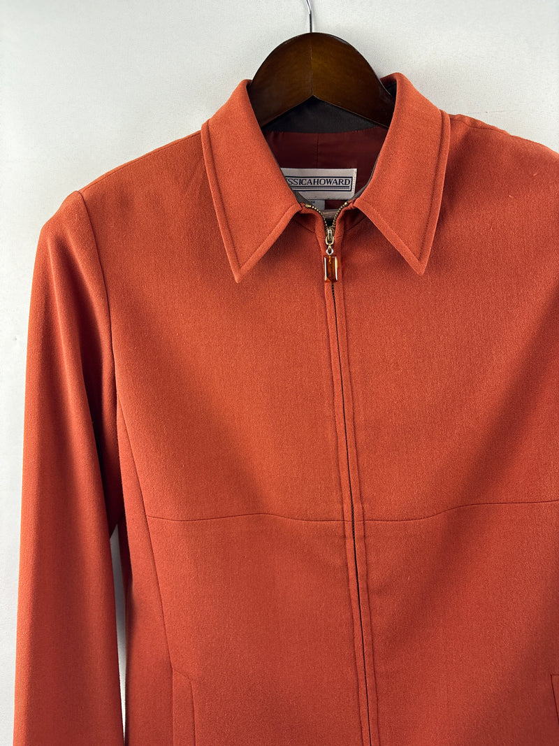 Women’s Vintage Jessica Howard Size 8 Burnt Orange Zip Blazer