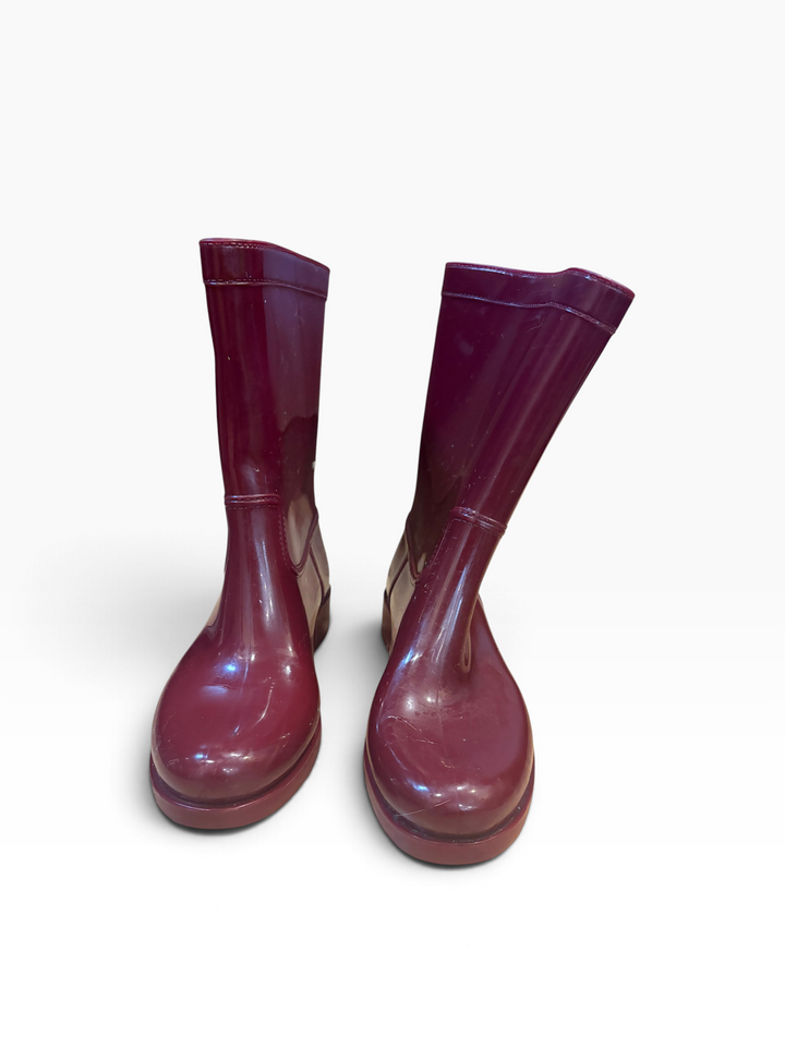 ALDO Burgundy Rain Boots Size 9 Studded Mid Calf Rubber Wellies Moto Punk