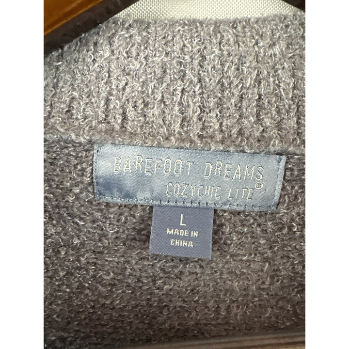 Women’s Barefoot Dreams Large Stone Gray Zip Up Plush Cardigan