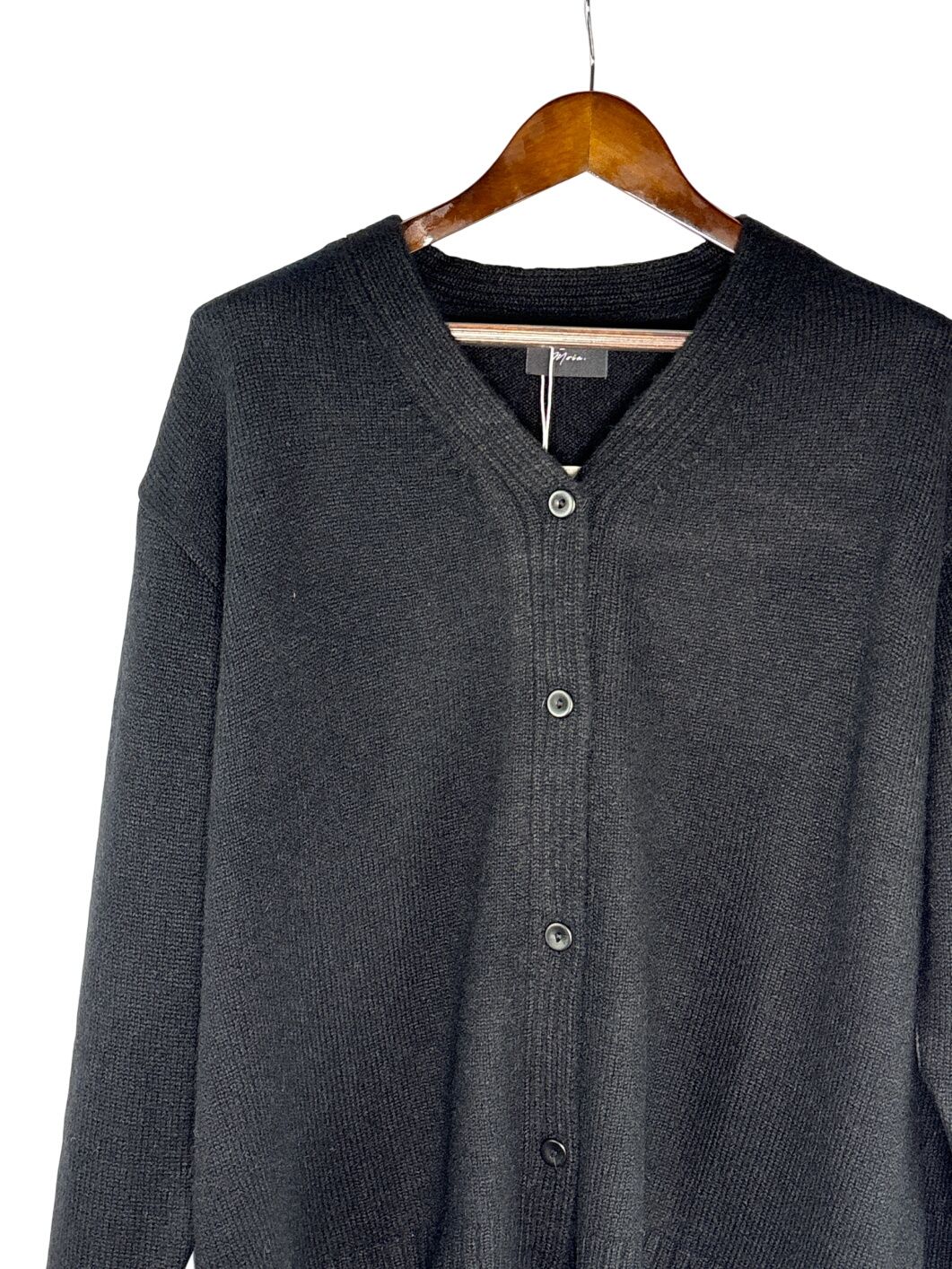 Womens Moia Black Alpaca Wool Blend V Neck Button Cardigan One Size Fits All