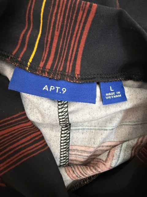 Apt. 9 Mock Neck Plaid A-Line Dress Black Brown Blue SzL