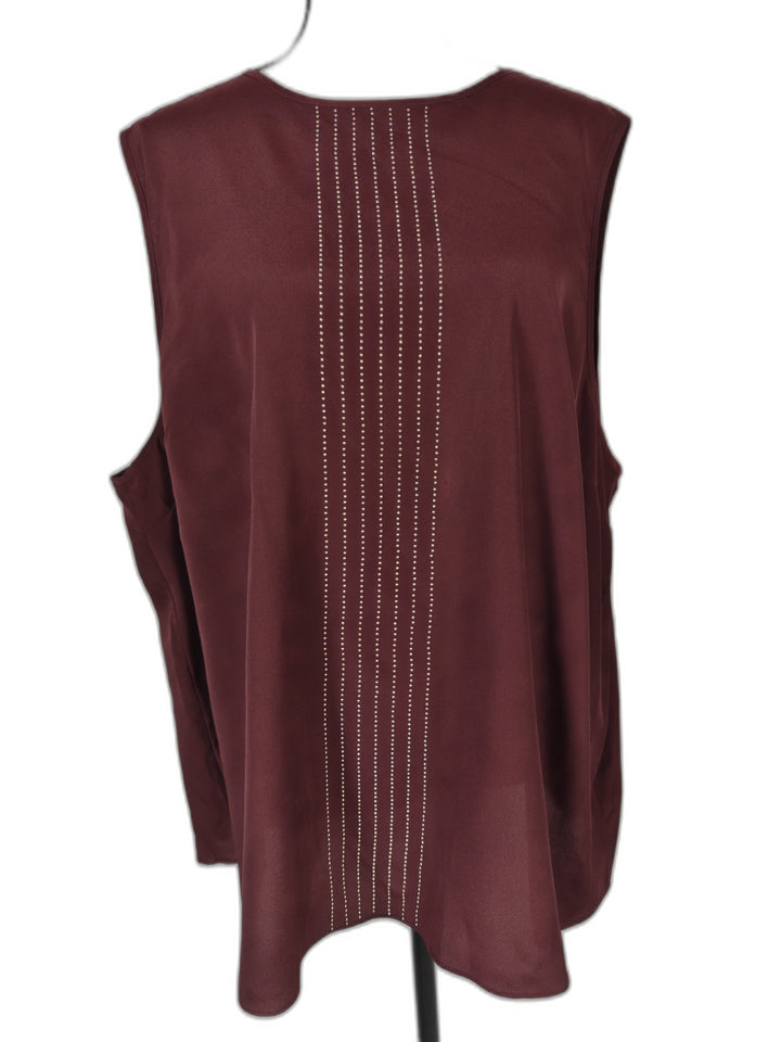 Womens Michael Kors Sleeveless Studded Blouse Merlot Size 2X