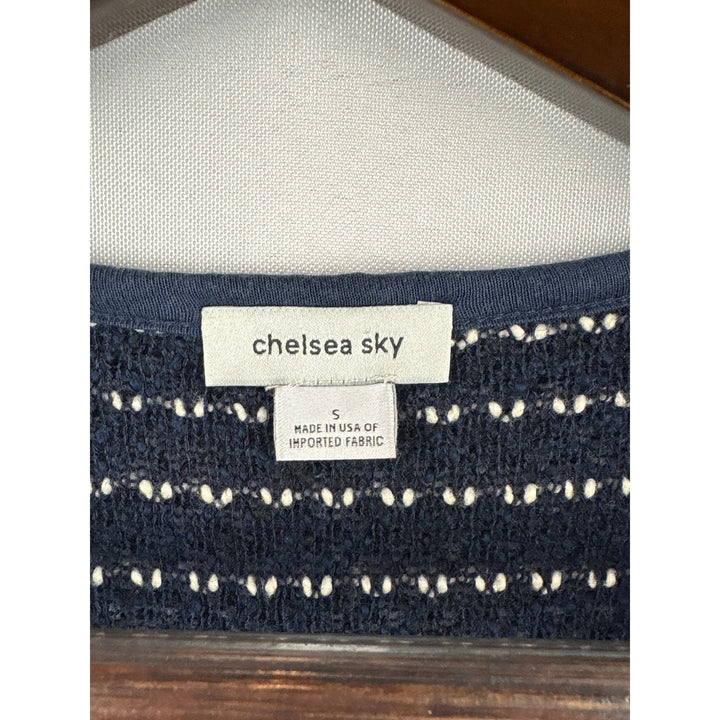 Women’s Chelsea Sky Small Navy & White Striped Long Sweater