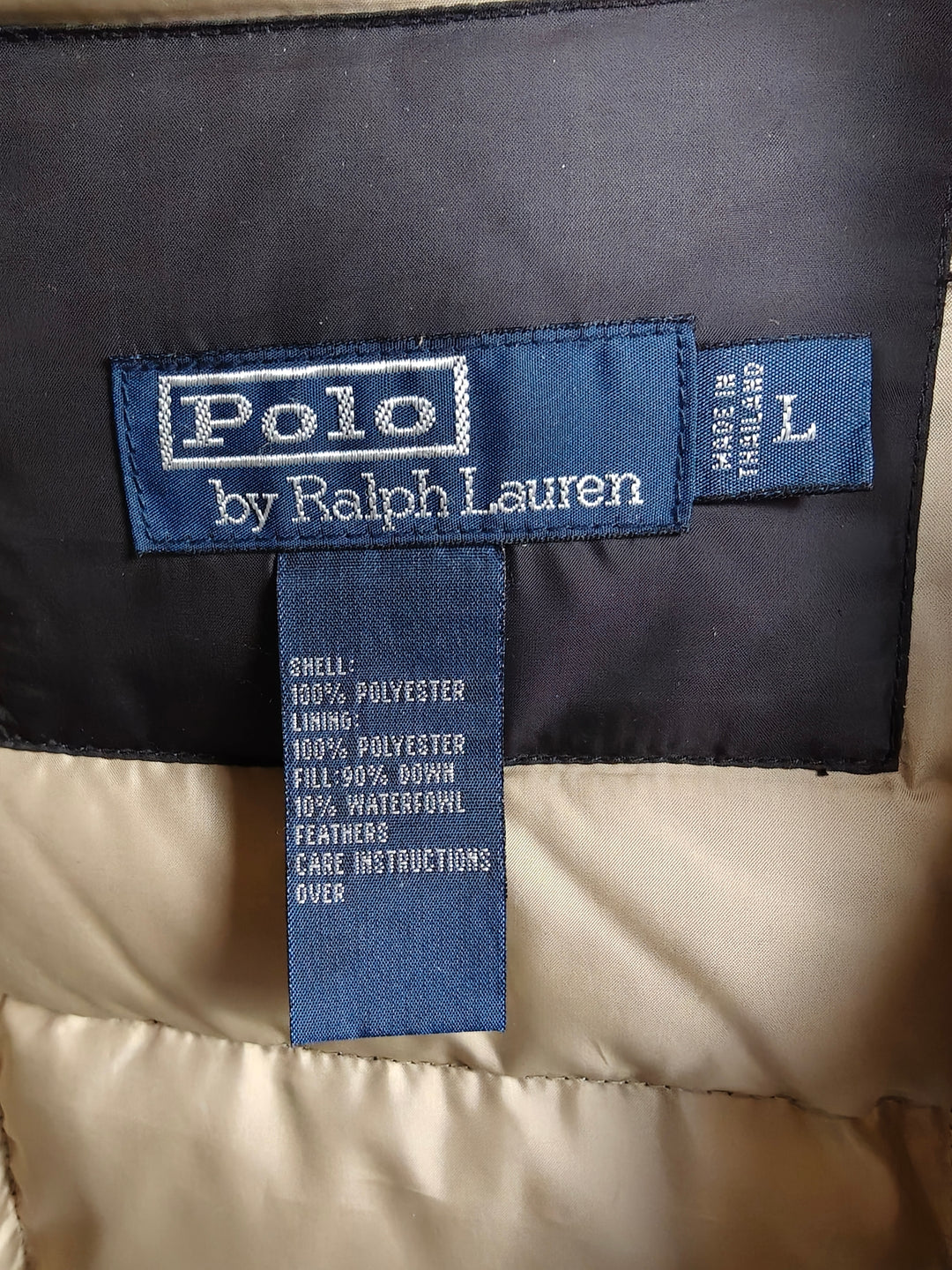 Mens Polo Ralph Lauren Black Quilted Puffer Jacket Size L Down Insulation