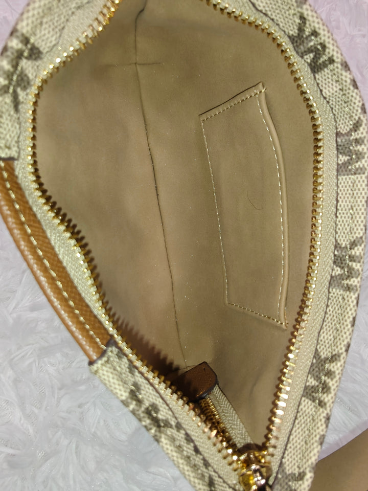 Womens Michael Kors Adjustable Belt Bag Beige Brown One Size