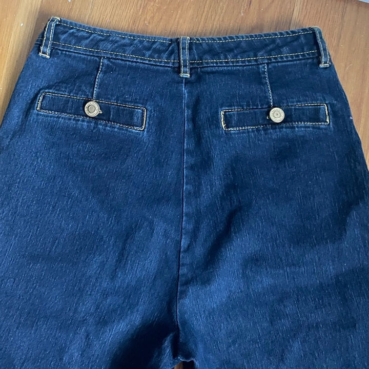 Rachel Zoe High Waisted Wide Leg Dark Blue Jeans size 26 Retro Boho 70s