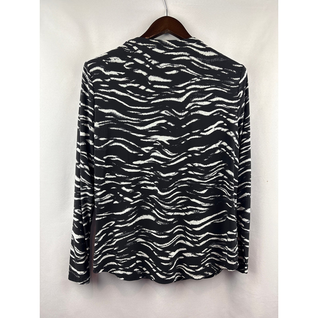 Women’s I.N.C International Concepts Large Black Tiger Striped Blouse