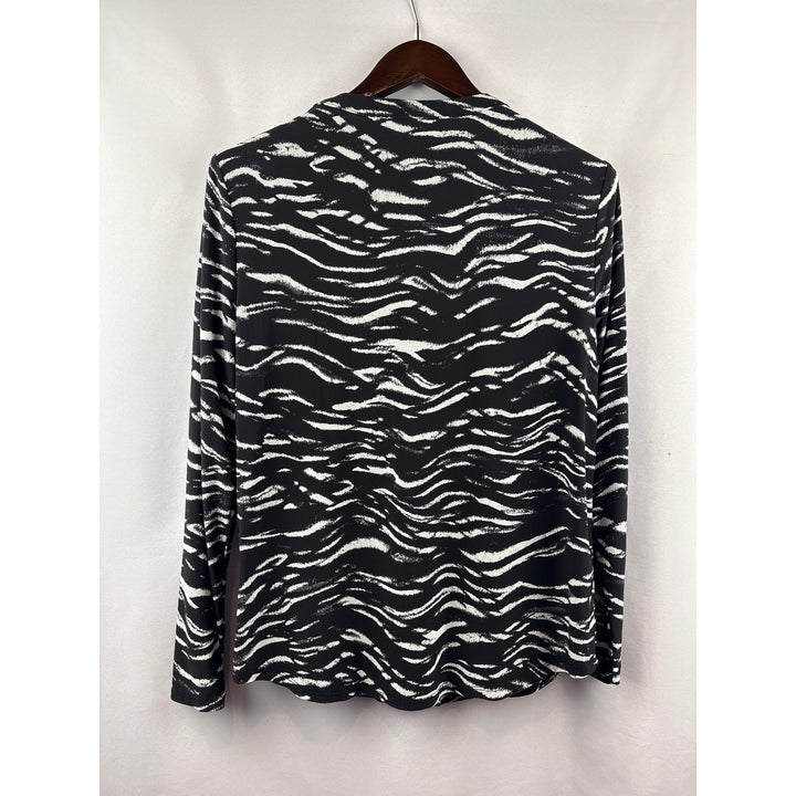 Women’s I.N.C International Concepts Large Black Tiger Striped Blouse