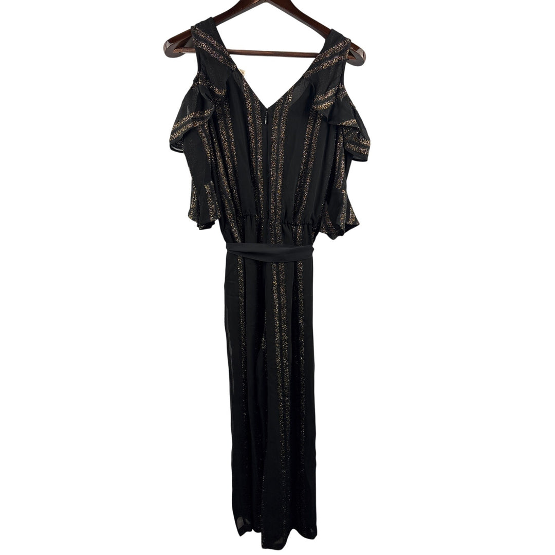 Women’s Soft Surroundings Black & Gold Pantsuit w/ Belt