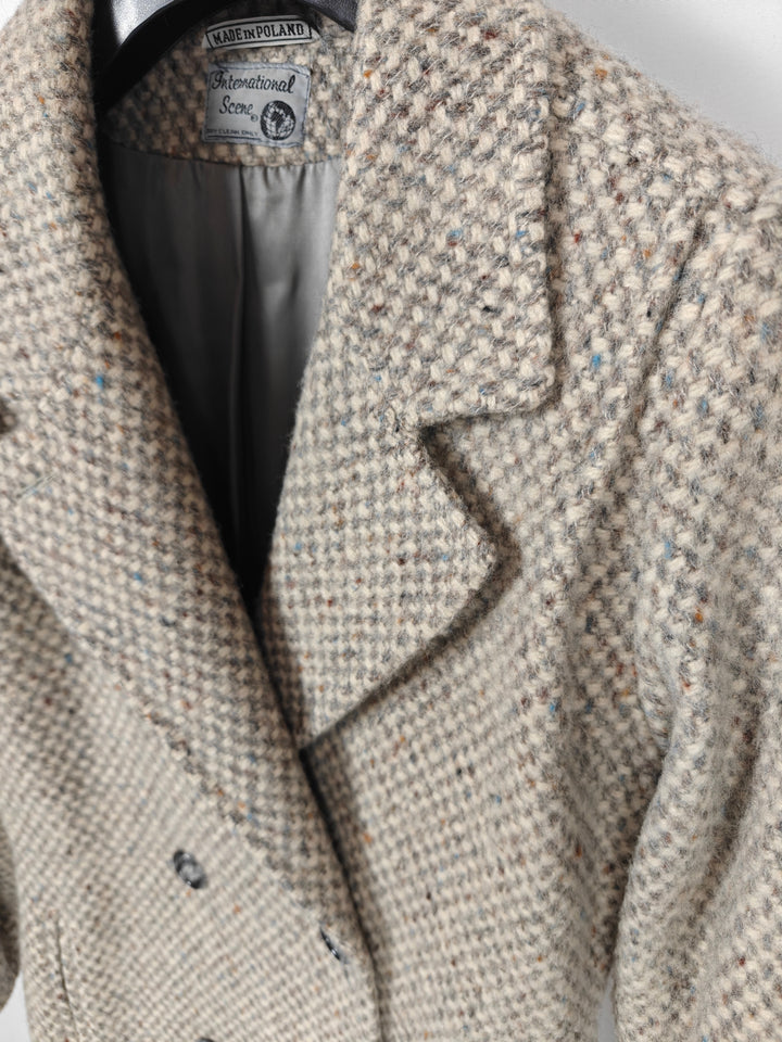 Womens International Scene Vintage Double Breasted Tweed Coat Size 5 6