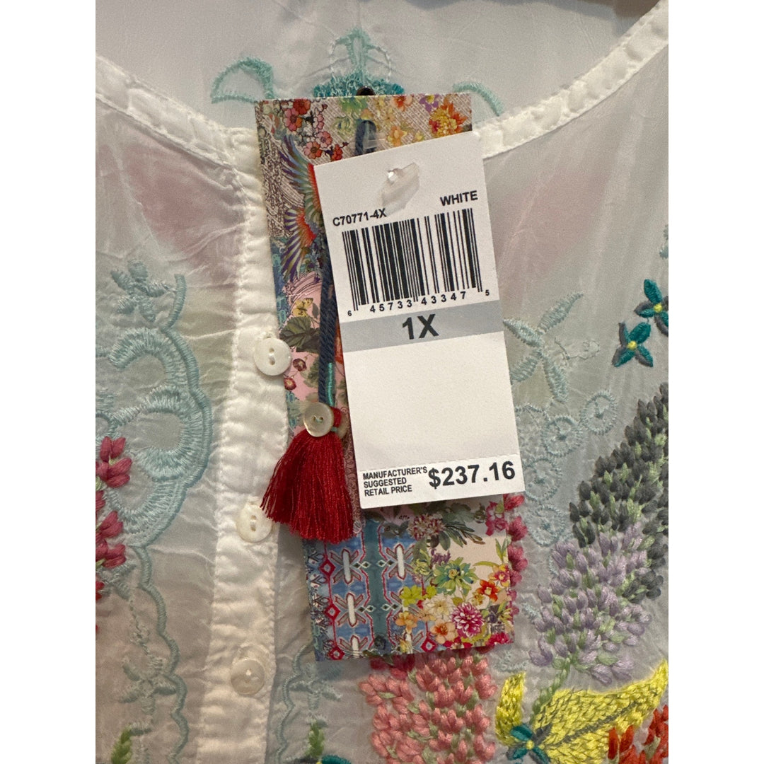 Women’s Johnny Was Bird Floral Georgette Tunic Size 1X