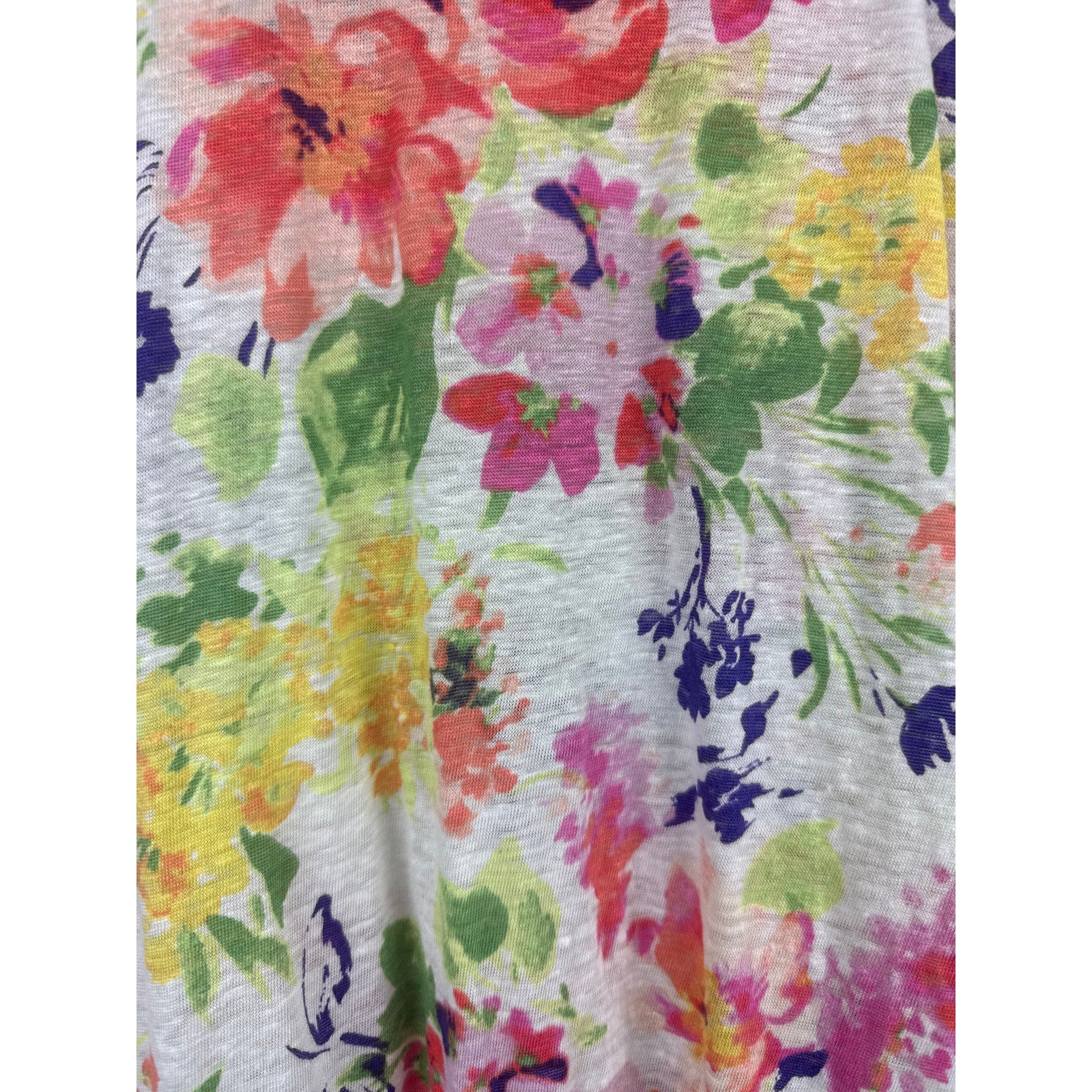 Women’s Green Tag Ralph Lauren Sheer Linen Floral T-Shirt Sz 2X