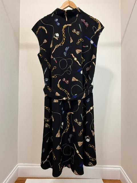 Apt. 9 Novelty Accessories Print Button Front Dress Black XL