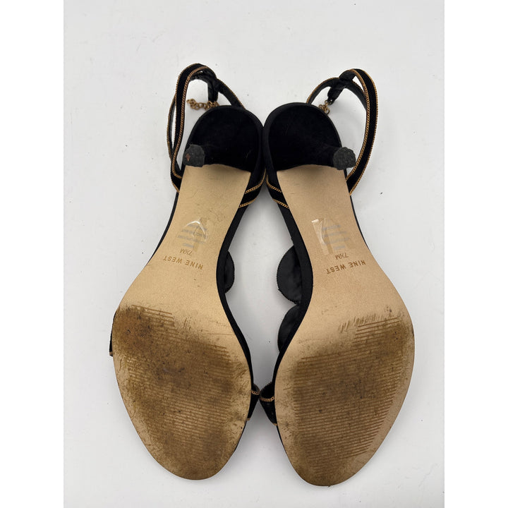 Women’s Nine West Size 7 1/2 Black Suede Bejeweled Pumps