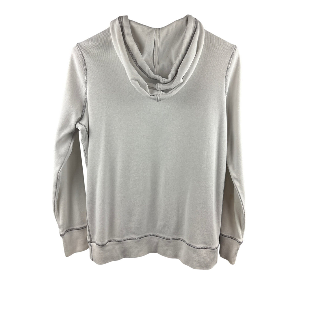 Women’s Eddie Bauer Large White Zip-Up Hoodie w/ Grey Stitching.