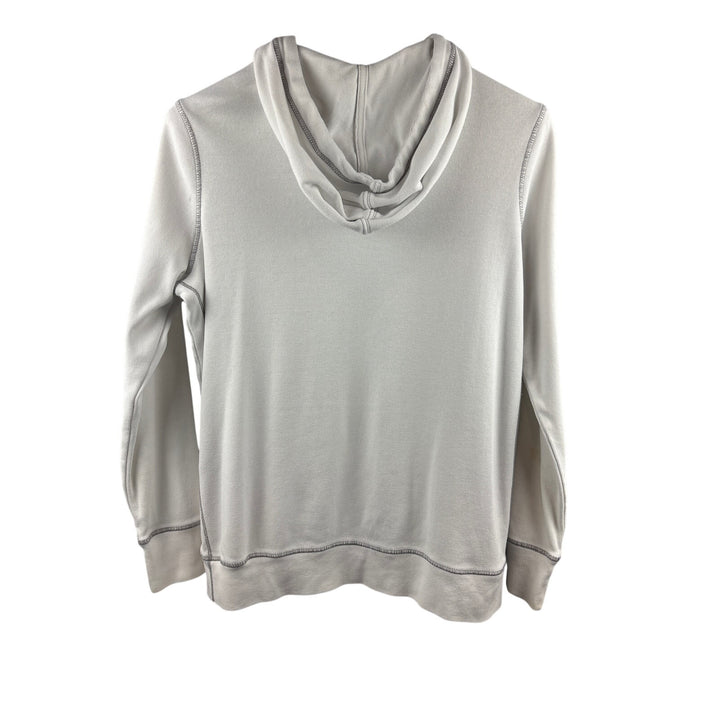Women’s Eddie Bauer Large White Zip-Up Hoodie w/ Grey Stitching.