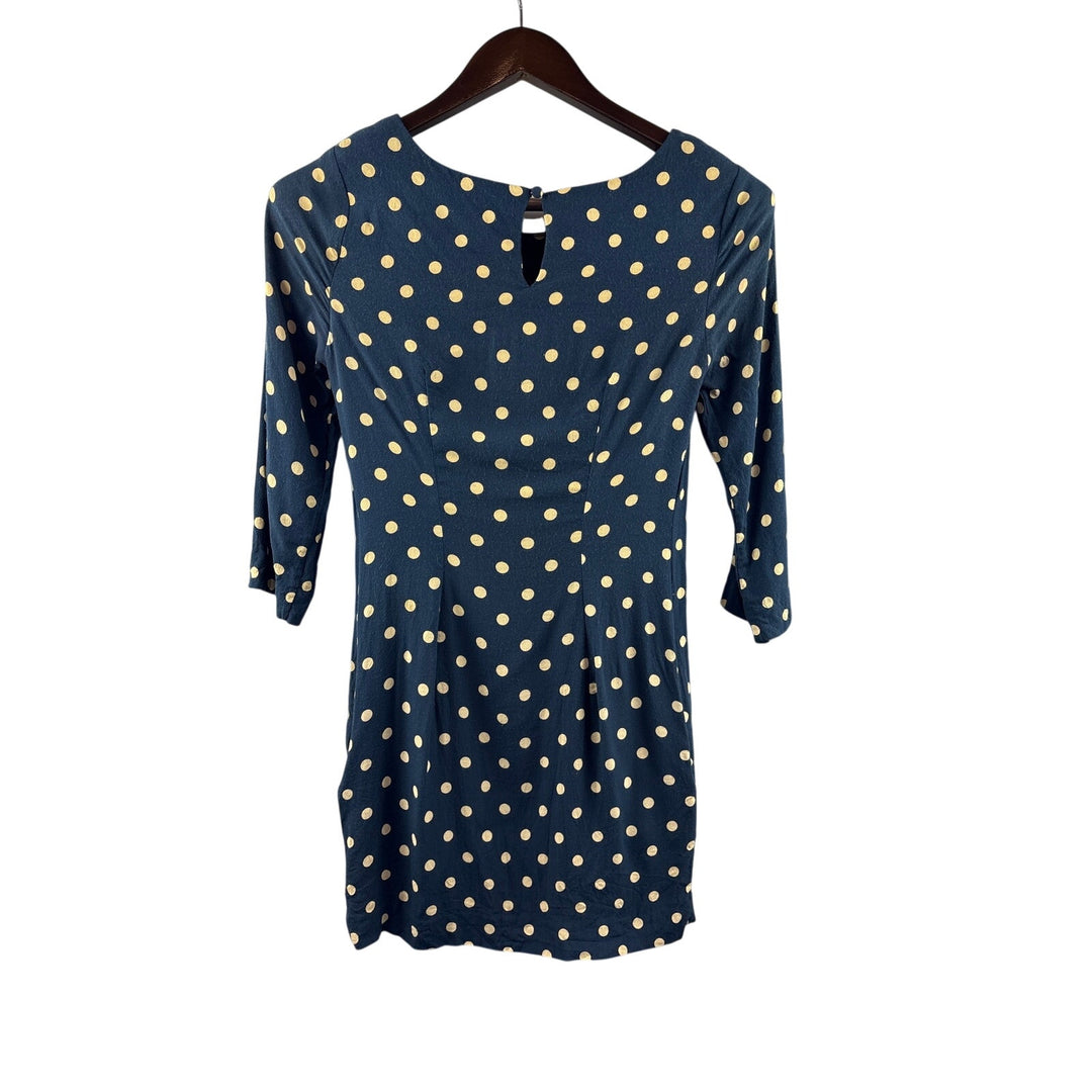 Women’s Boden Size 2 Navy Blue w/ Cream Polka-Dots Mini Dress