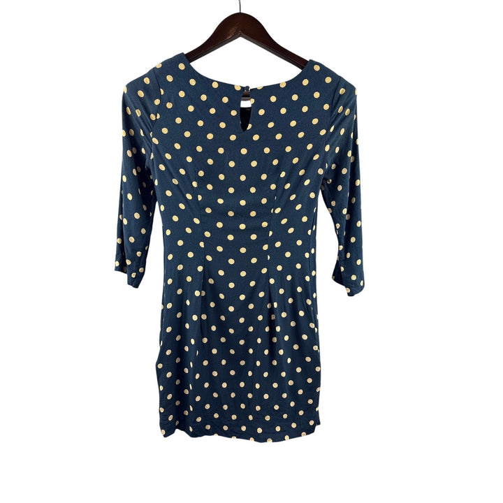 Women’s Boden Size 2 Navy Blue w/ Cream Polka-Dots Mini Dress