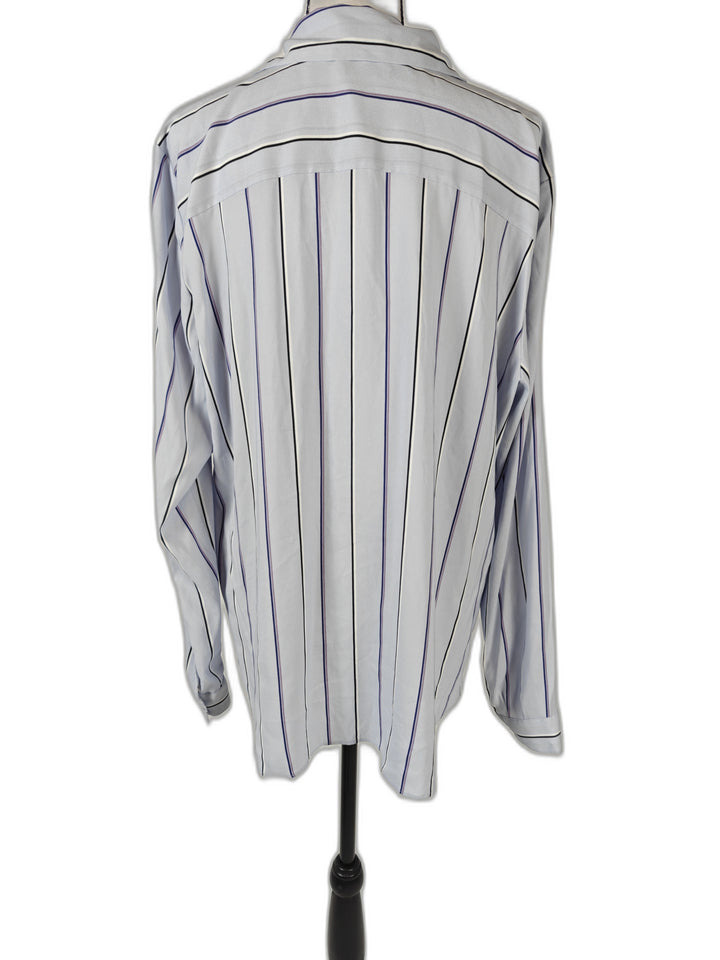 Womens Ann Taylor Button Down Shirt Blue Striped XL