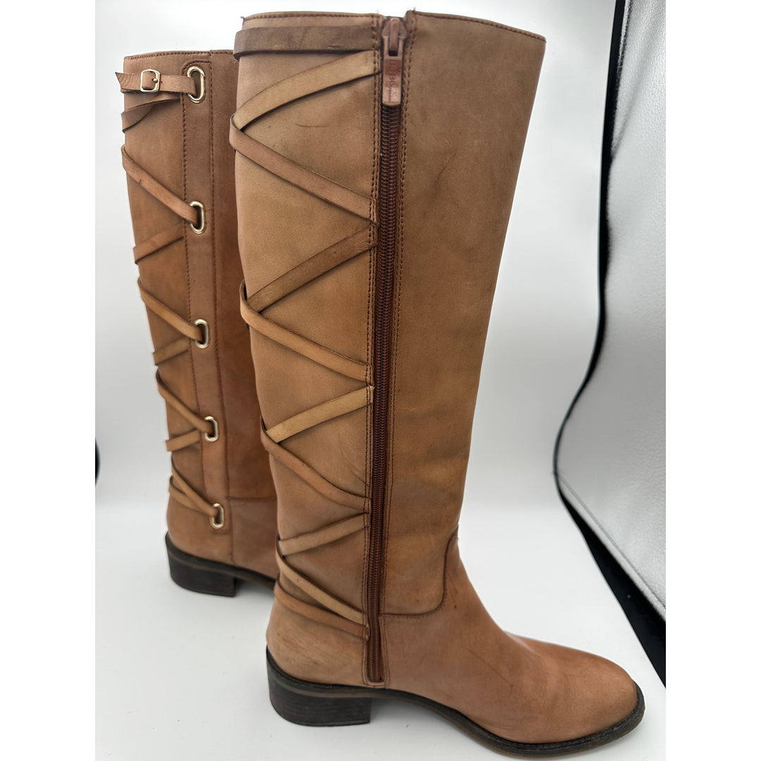 Women’s BCBGeneration Janiss Luggage Leather Riding Boots Tan Size 8