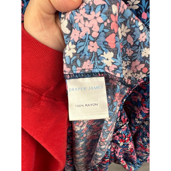 Women’s Draper James Large Blue Multicolor Floral Short Sleeve Maxi Dress