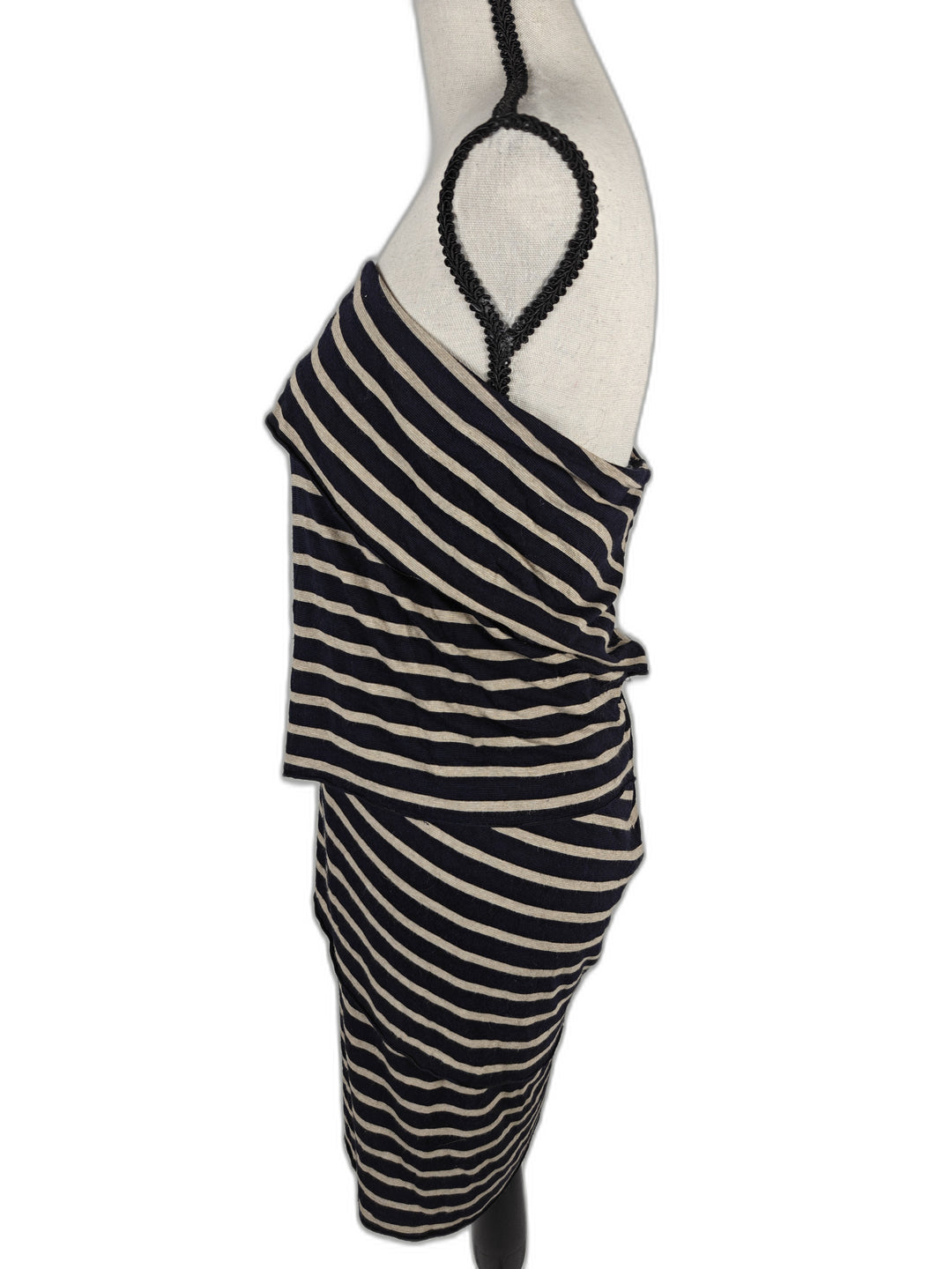 Women’s Bailey 44 Strapless Dress Navy Beige Striped Size M