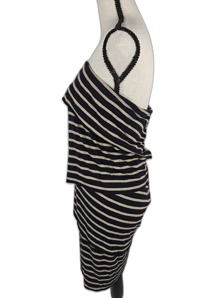Women’s Bailey 44 Strapless Dress Navy Beige Striped Size M
