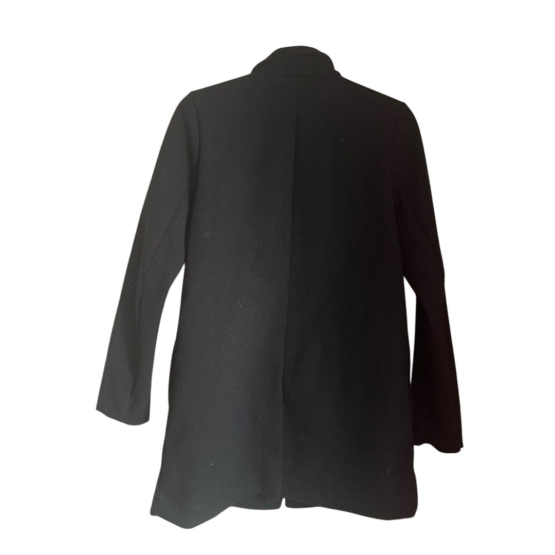 Banana Republic Chic Minimalist Black Pea Coat size Small Capsule Wardrobe