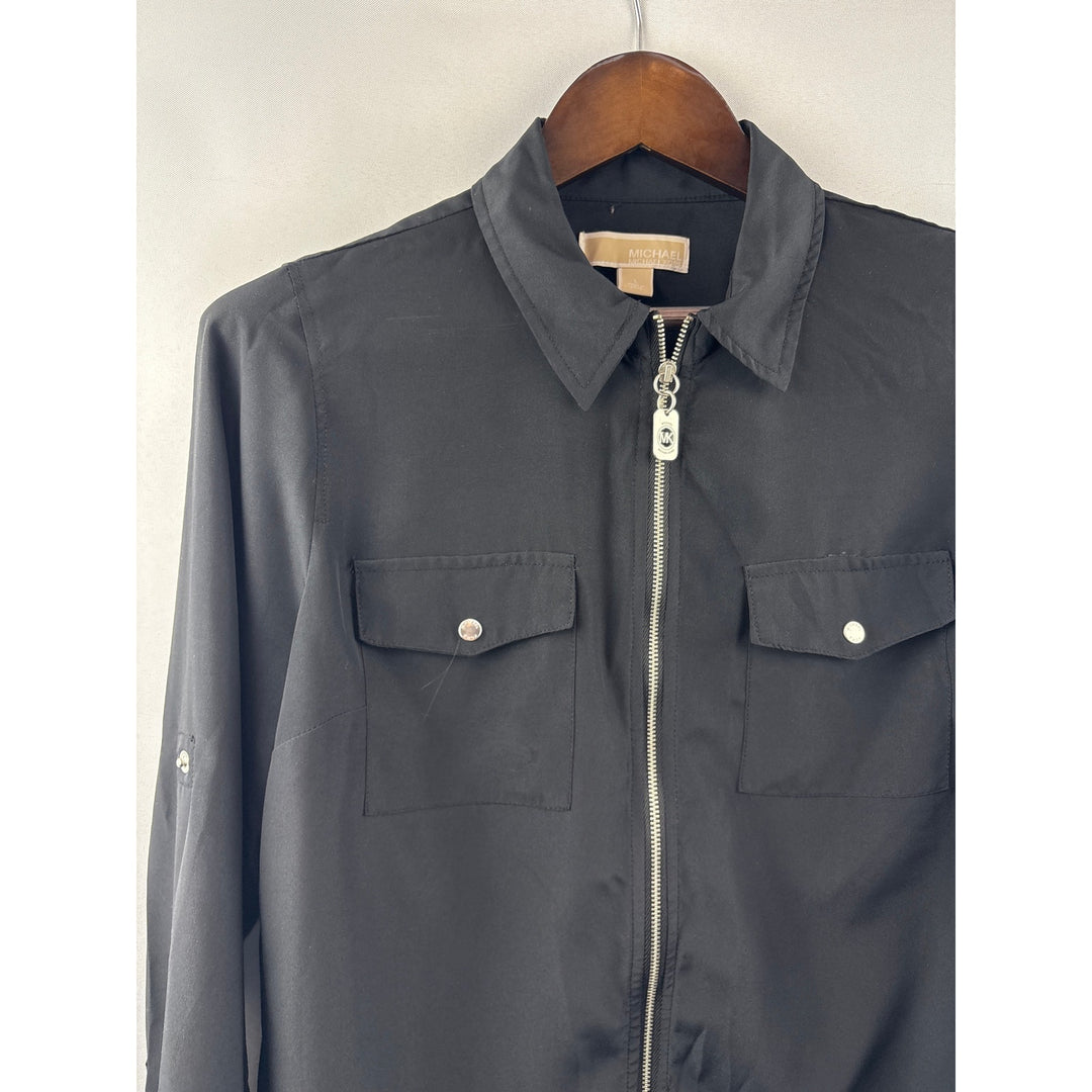 Women’s Michael Michael Kors Large Black Zip-Up Blouse