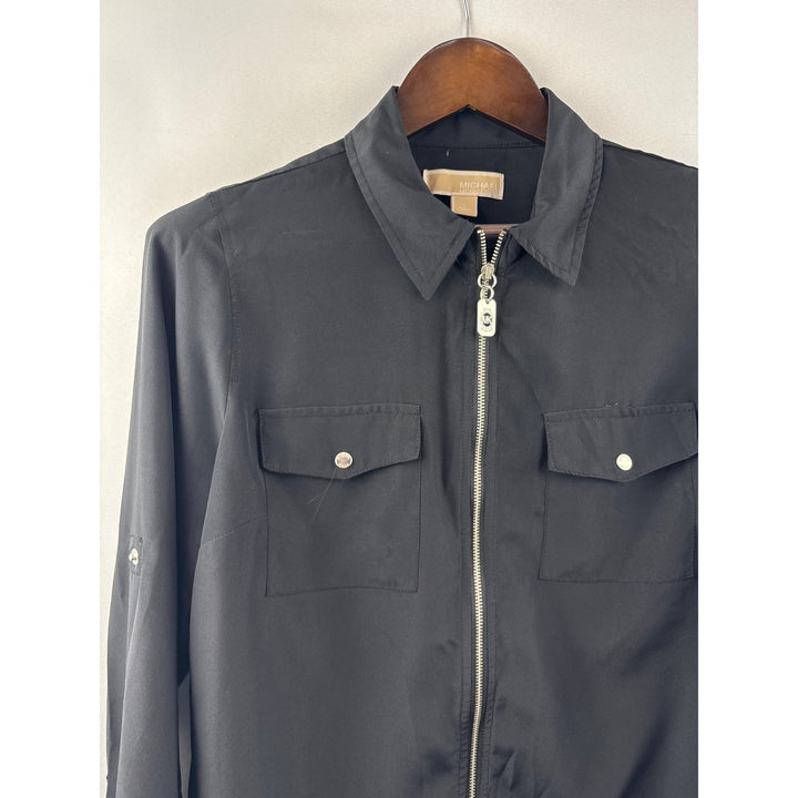 Women’s Michael Michael Kors Large Black Zip-Up Blouse