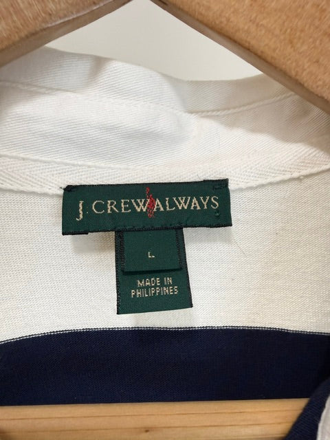 J.Crew Rugby Dress Navy Cream Stripe 100% Cotton SzL