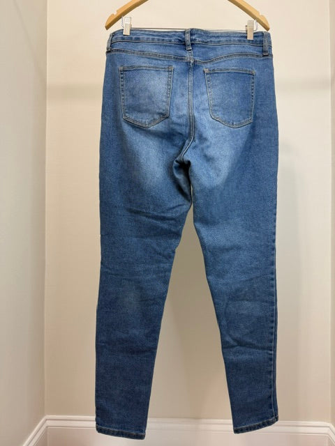 Nine West Super Skinny Jeans Distressed Medium Wash Sz12 / 34