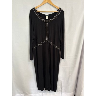 Women’s Ulla Popken Size 20/22 Black Long Sleeve Dress with Silver Hardware Detail