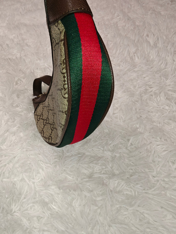 Women Gucci Style Half Moon Hobo Bag Brown Beige Green Red