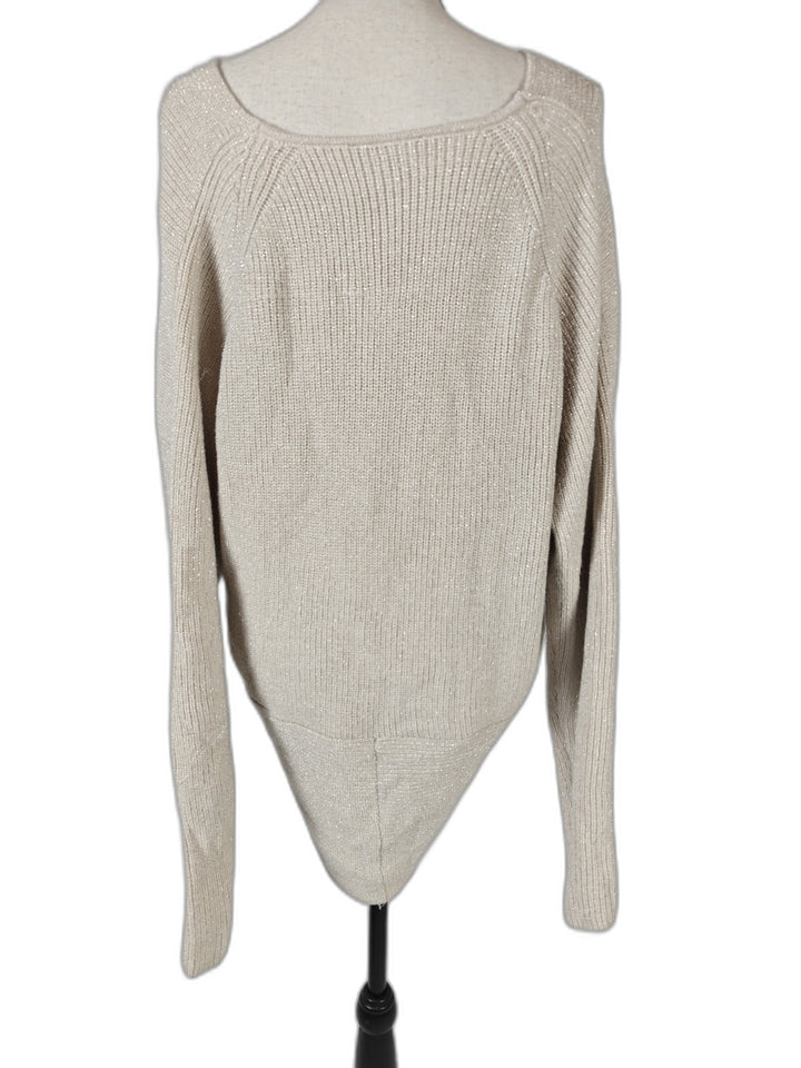 Womens Ann Taylor Wrap Sweater Ivory Metallic XL