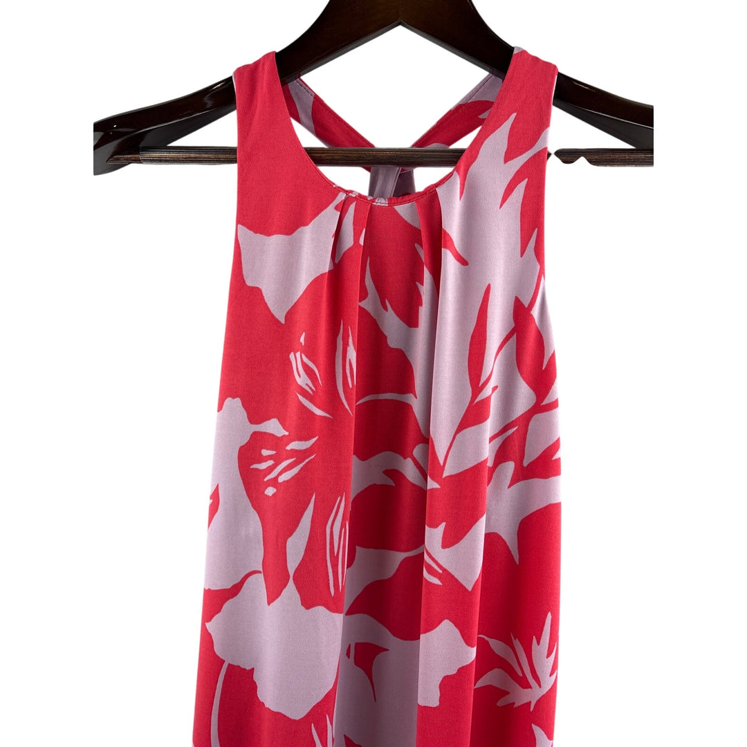 Women’s Tori Richard Small Pinky Orange & Lilac Flower Patterned Halter Dress