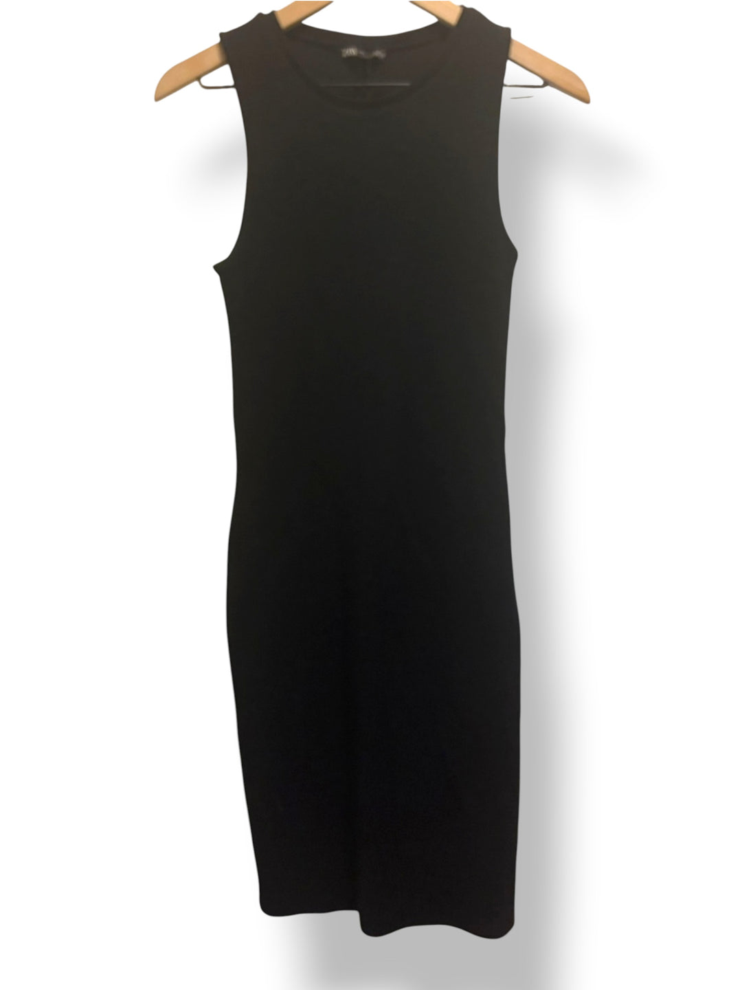 Zara Black Bodycon Midi Dress Size Small NWT Sleeveless Stretch Little Black Dress