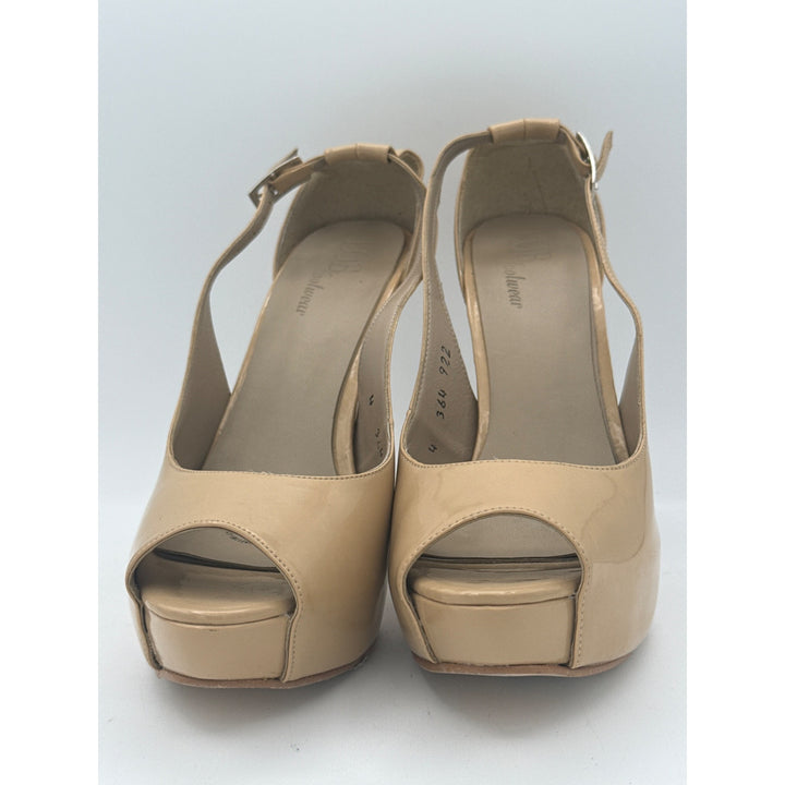 Lob Footwear Womens Beige Peep-Toe Platform High Heel Sandals Size 7.5