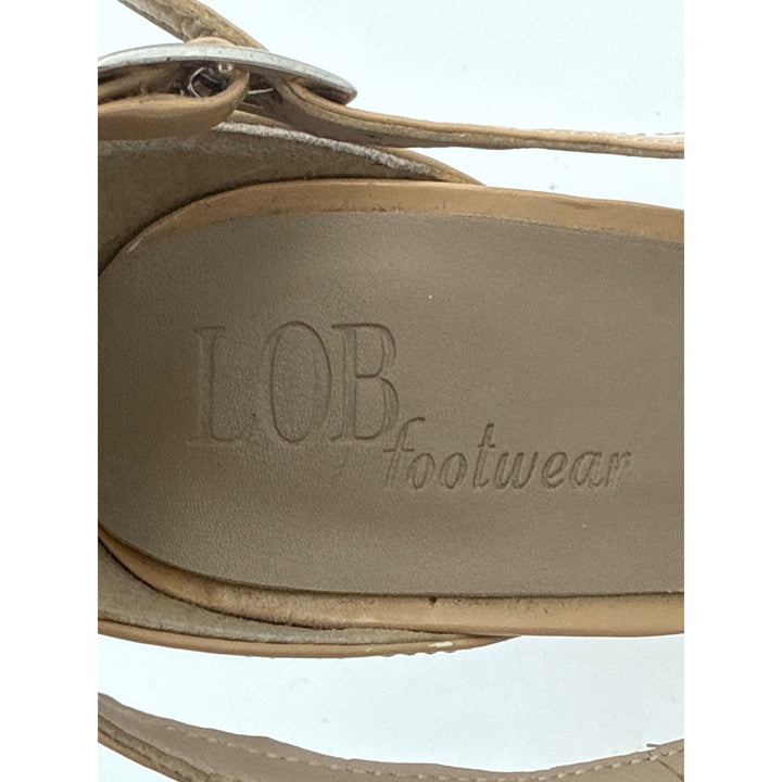 Lob Footwear Womens Beige Peep-Toe Platform High Heel Sandals Size 7.5