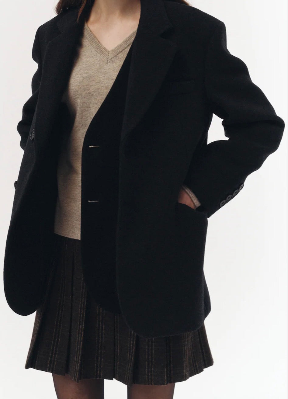 Unisex Dunst Small Black Layered Wool Blazer