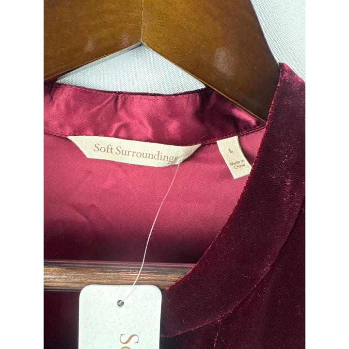 Women’s Soft Surroundings Large Garnet Velvet Long Sleeve Blouse